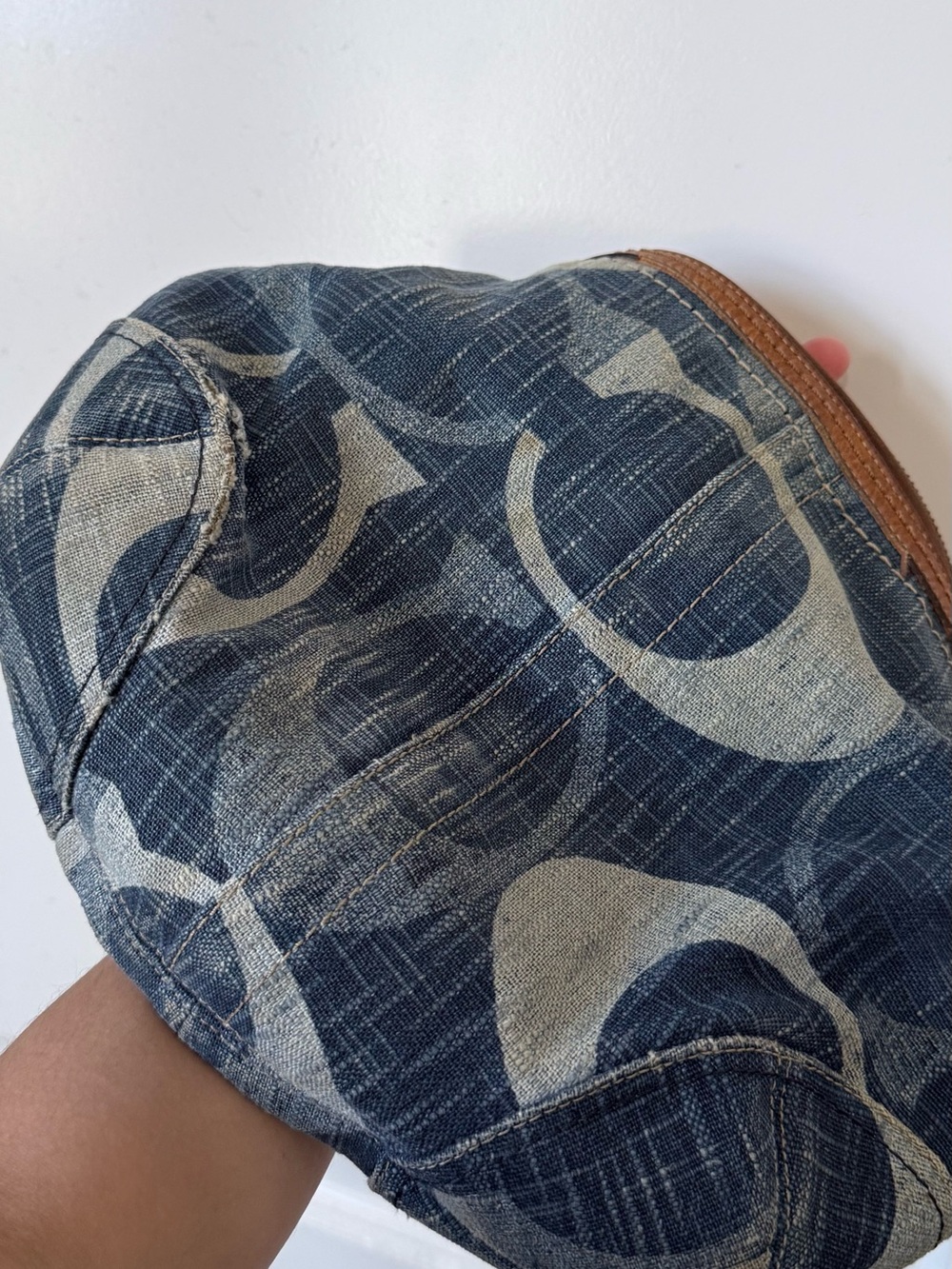 Coach Denim Signature Canvas Shoulder Bag with Brown Leather Trim - Picture 4 of 15